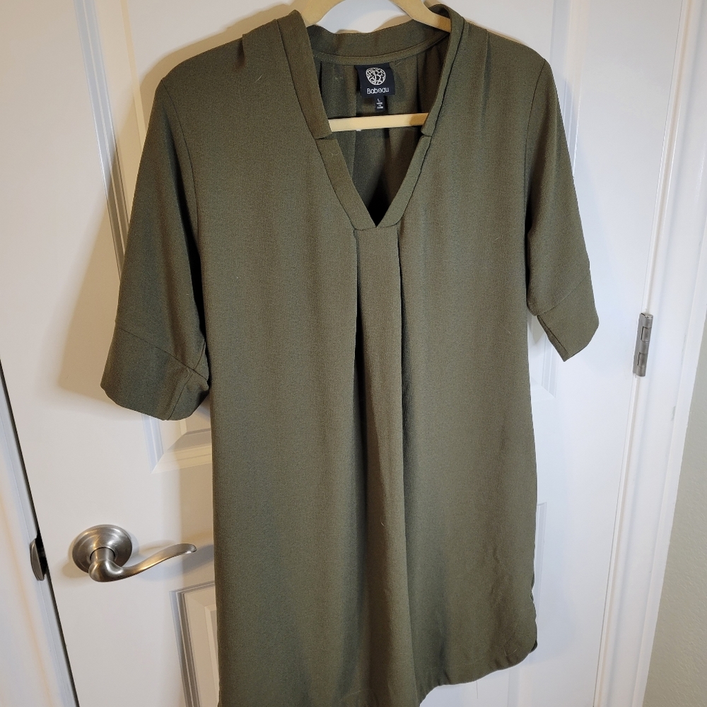 Olive green polyester/spandex Bobeau Large dress
